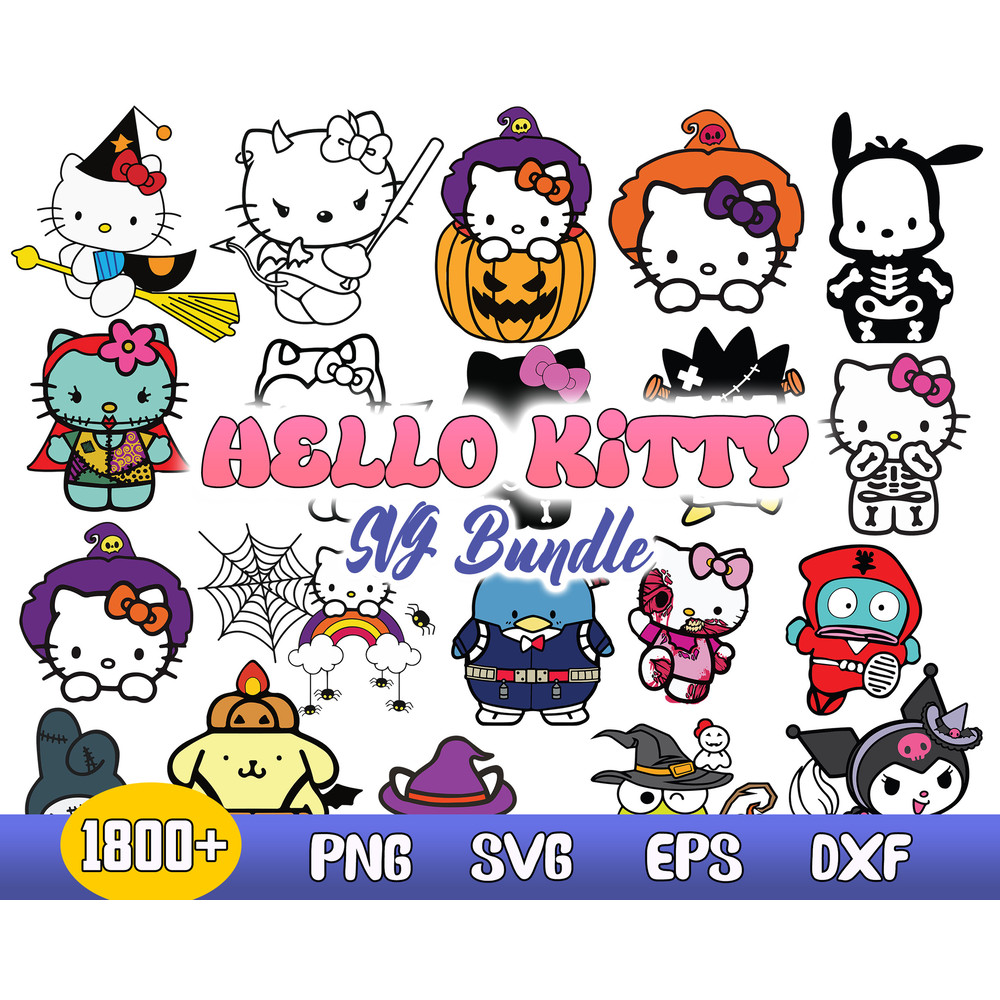 Hello Kitty Bundle Svg, Hello Kitty Halloween Svg, Hello kitty Character Horror Svg, Digital Download file.jpg