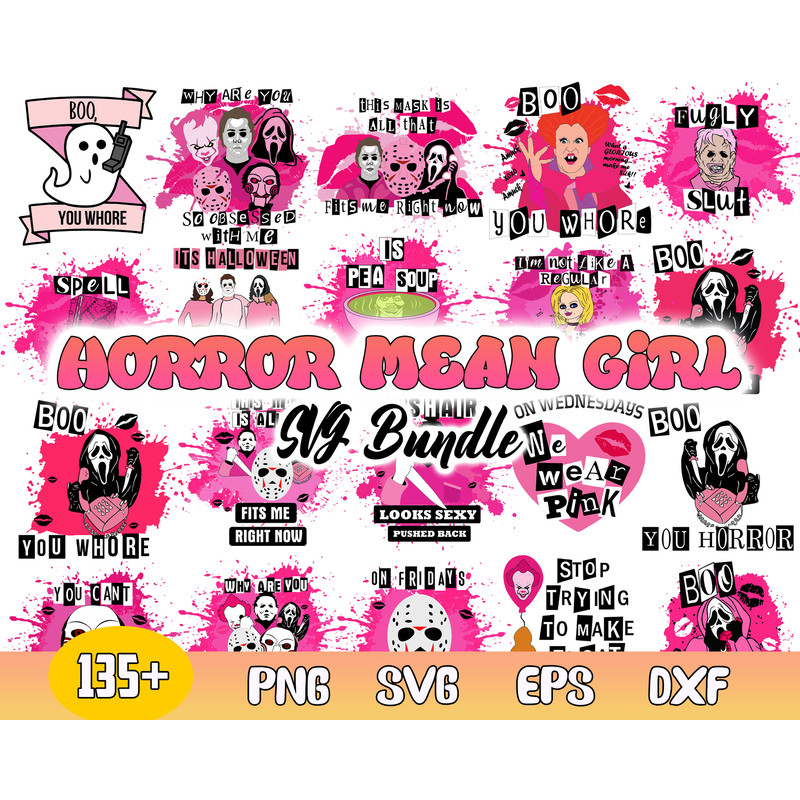 Horror Mean Girl Bundle Svg, Horror Mean Girl Svg, Mean Girl Svg, Scary, Horror Svg, file for Cut .jpg