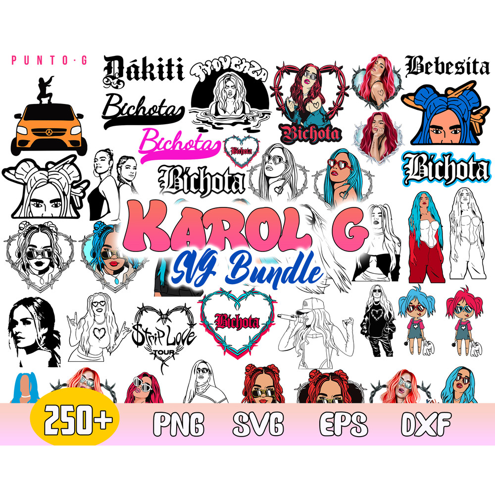 Karol G Bundle Svg, Karol G Bichota Svg, Karol G Bichota Singer Svg, Png Dxf Eps File .jpg
