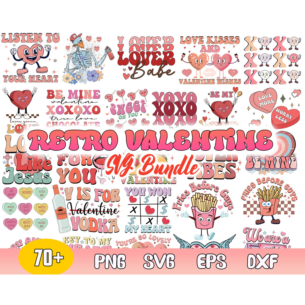 Retro Valentine Bundle Svg, Retro Valentine's Day Svg, Retro Heart Love Svg, Png Dxf Eps File.jpg