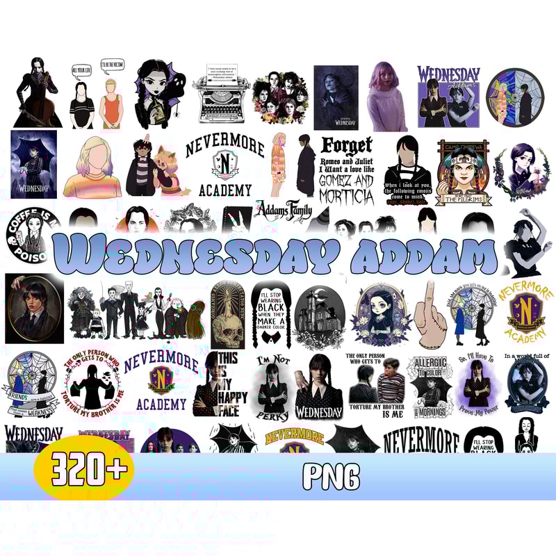 Wednesday Png Bundle, Wednesday Addams Png, Jenna Ortega Png, Thing Png.jpg