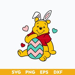 Happy Easter Pooh Svg, Svg, Easter Bunny Svg, Pooh Bear Svg, Easter Eggs Svg, Png Dxf Eps File