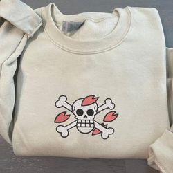 chopper embroidered crewneck, one piece embroidered sweatshirt, inspired embroidered manga anime hoodie