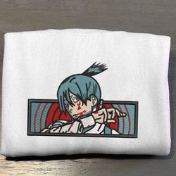 aki embroidered crewneck, chainsaw man embroidered sweatshirt, inspired embroidered manga anime hoodie