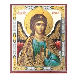 Saint Michael the Archangel | Lithography print on wood | Size: 2,5" x 3,5"