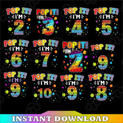 pop it i am 3 years old png, 3rd birthday fidget png, pop it birthday png, fidget toy colorful