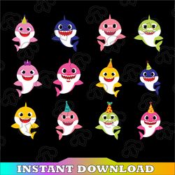 12 Family Sharks Bundle Birthday Character with Pink Fong SVG,Png,Shark's friends svg, Pink Fong svg, Family shark svg,