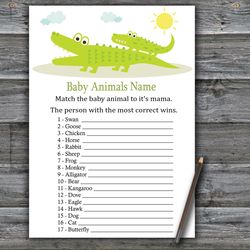 Alligator Baby animals name game card,Jungle Baby shower games printable,Fun Baby Shower Activity,Instant Download-373