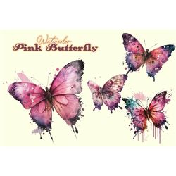 watercolor pink butterfly