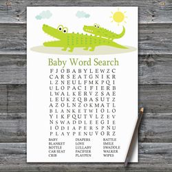 Alligator Baby shower word search game card,Jungle Baby shower games printable,Baby Shower Activity,Instant Download-373