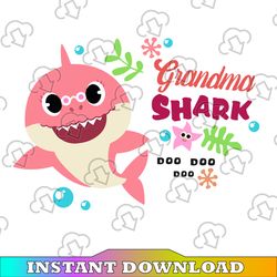 Grandma Shark SVG, Cricut Cut files, Shark Family doo doo doo Vector EPS, Silhouette DXF, Design for tsvg , clothes,