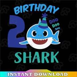 Shark 2nd Birthday Svg, Boy Birthday Shark Svg Dxf Eps, Boy Second Birthday Clipart, Two Year Old, Baby, Shark