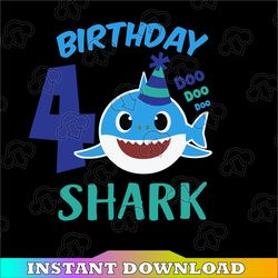 shark 4th birthday svg, boy birthday shark svg dxf eps, boy fourth birthday clipart, four year old, baby, shark