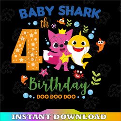 Shark 4th Birthday Svg, Boy Birthday Shark Svg Dxf Eps, Boy fourth Birthday Clipart, Four Year Old, Baby, Shark