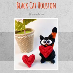 Amigurumi crochet cat pattern, crochet black cat pattern, crochet tutorial PDF, digital download, crochet tiny toy, easy