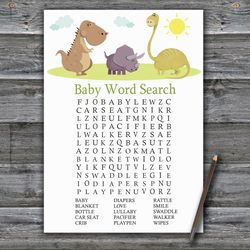 Dinosaur Baby shower word search game card,Dinosaur Baby shower games printable,Fun Baby Shower Activity--372