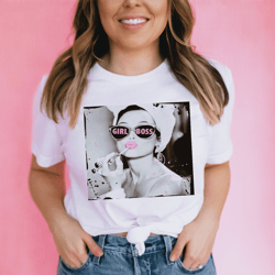 lipstick girl boss tee