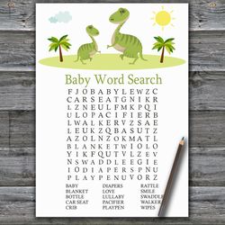 Dinosaur Baby shower word search game card,Dino themed Baby shower games printable,Fun Baby Shower Activity--371