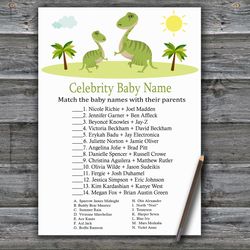 Dinosaur Celebrity baby name game card,Dino themed Baby shower games printable,Fun Baby Shower Activity--371