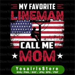 my favorite lineman calls me mom usa flag mothers day png for women girls kids, mom usa flag mothers day png