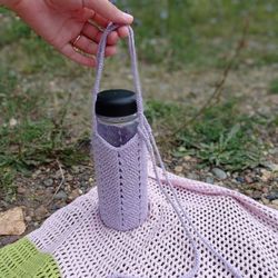 Crochet handmade bag. Water bottle carrier. Hydroflask carrier. Ready to ship