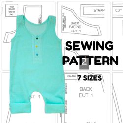 Overalls for children pdf pattern for child to fit from newborn to 2 year, child overalls, children toddler overalls