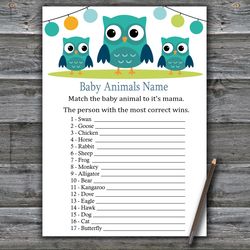 Owl Baby animals name game card,Owl Baby shower games printable,Fun Baby Shower Activity,Instant Download-367