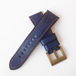 Blue watch strap for Tudor, genuine leather watchband