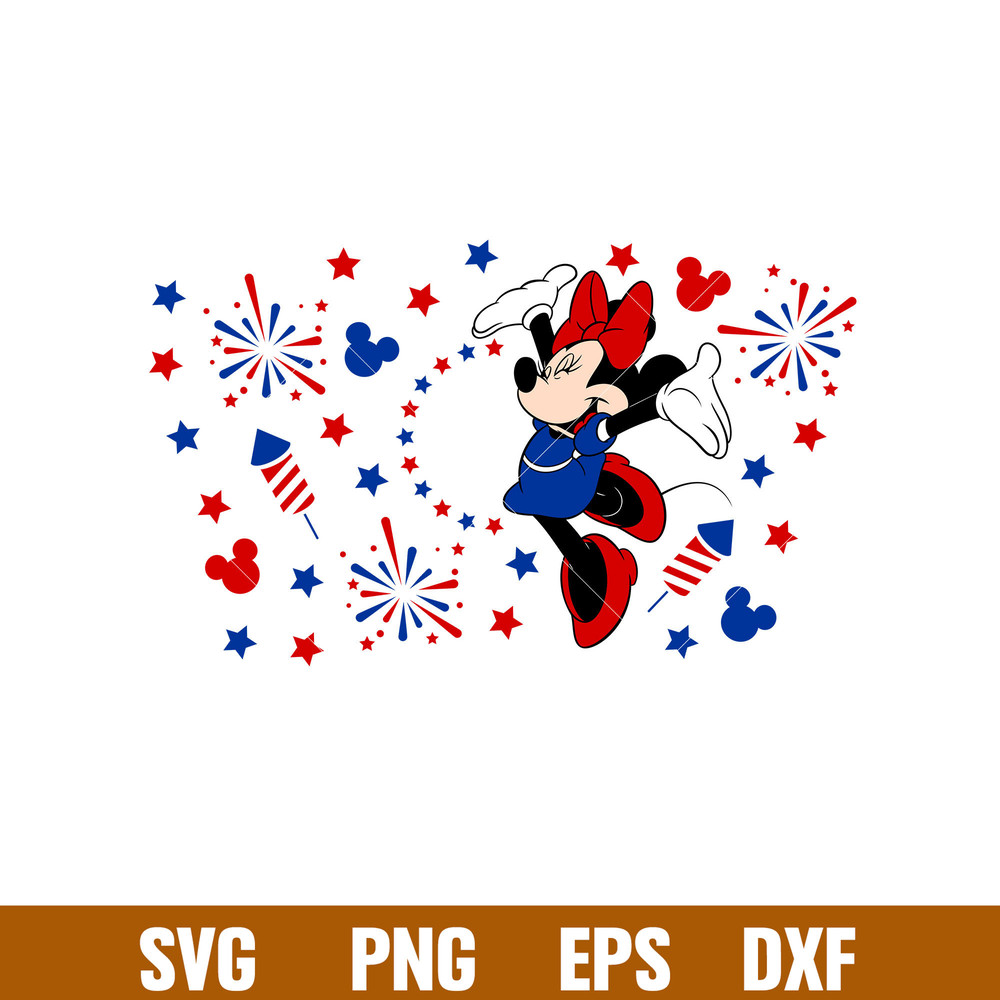 4th of July USA Ears Full Wrap, 4th of July USA Minnie Mouse Full Wrap Svg, Starbucks Svg, Coffee Ring Svg, Cold Cup Svg, Eps, Png, Dxf File.jpg