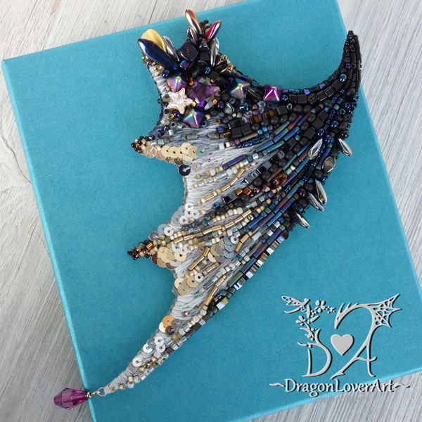Dragon wing beads embroidery brooch.jpg