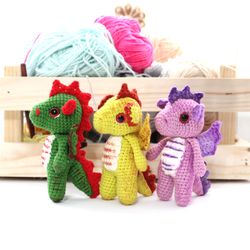 Little Dragon crochet pattern PDF in English  Amigurumi Dinosaur toy crochet tutorial keychain DIY