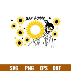 bad bunny and sunflower full wrap, bad bunny and sunflower full wrap svg, starbucks svg, coffee ring svg, cold cup svg,