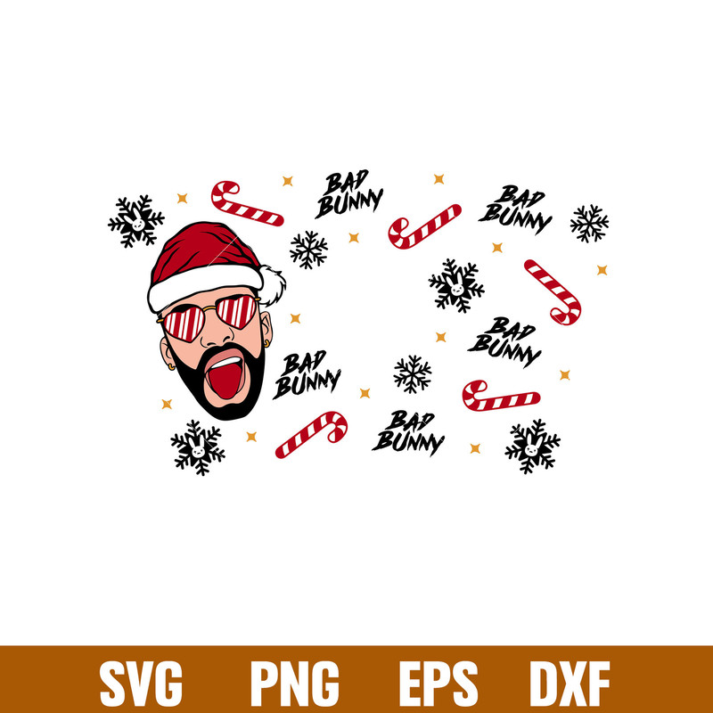 Bad Bunny Christmas Full Wrap, Bad Bunny Christmas Full Wrap Svg, Starbucks Svg, Coffee Ring Svg, Cold Cup Svg, png, dxf, eps file.jpg
