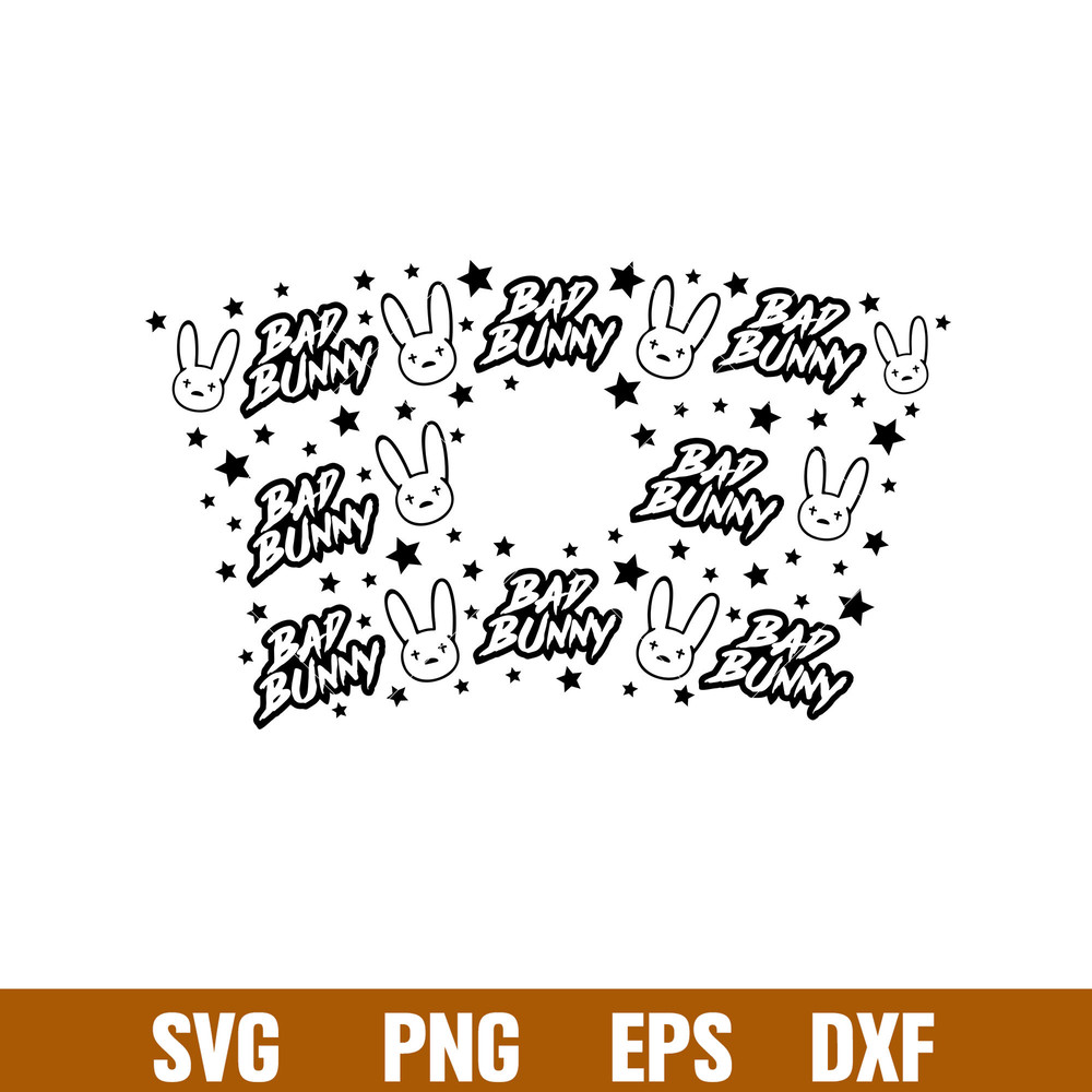 Bad Bunny Full Wrap, Bad Bunny Full Wrap Starbucks Cup SVG, Bad Bunny Logo Starbucks Svg, eps, png, dxf file.jpg