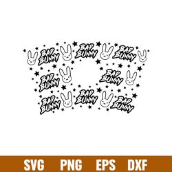 bad bunny full wrap, bad bunny full wrap starbucks cup svg, bad bunny logo starbucks svg, eps, png, dxf file