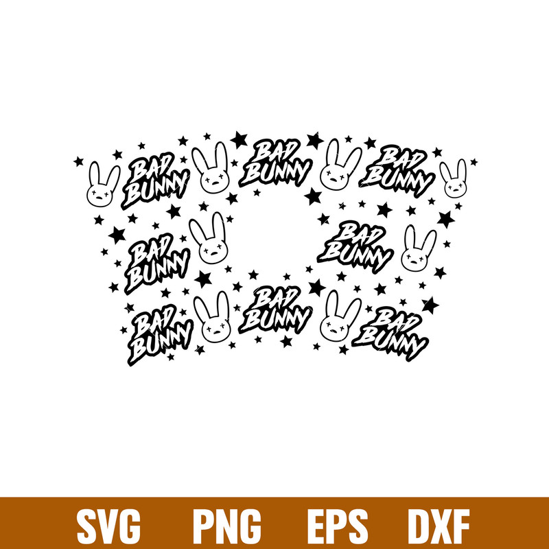 Bad Bunny Full Wrap, Bad Bunny Full Wrap Starbucks Cup SVG, Bad Bunny Logo Starbucks Svg, eps, png, dxf file.jpg