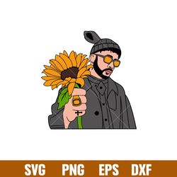 bad bunny sunflower, bad bunny sunflower svg, yo perreo sola svg, bad bunny logo svg, el conejo malo svg,eps, dxf, png f