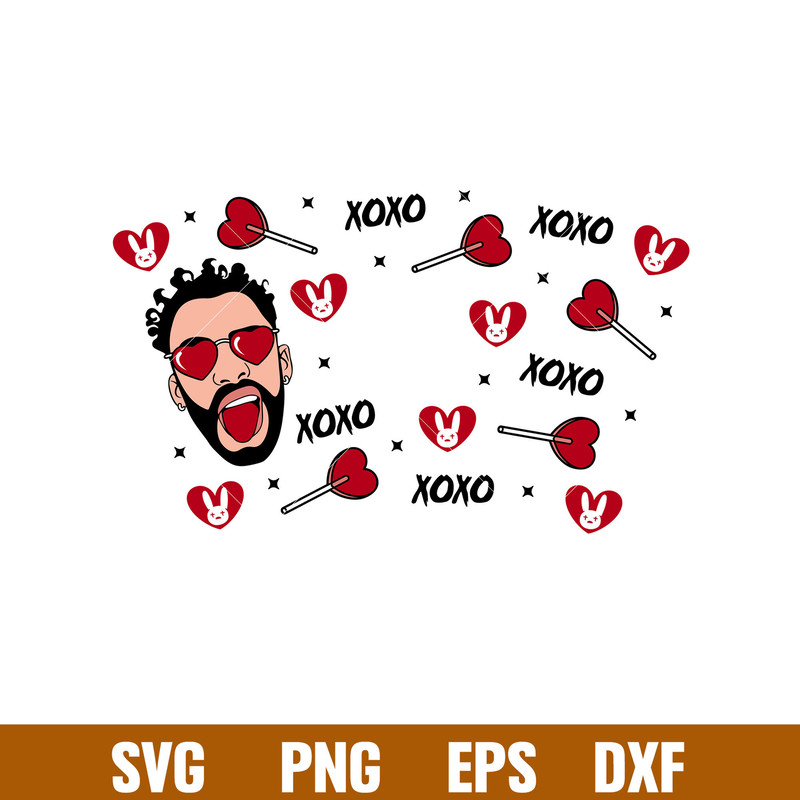 Bad Bunny Valentine Full Wrap,Bad Bunny Valentine Full Wrap Svg, Starbucks Svg, Coffee Ring Svg, Cold Cup Svg,png,eps,dxf file.jpg