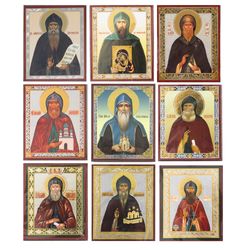 Icon set of Russian Saints | A set of 9 small Orthodox icons | Made in Russia