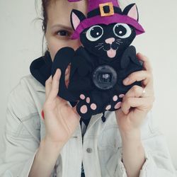 Camera buddy, Shutter buddies, Camera accessory, Photographer gift, Halloween gifts, Felt animals Cat Halloween Hat