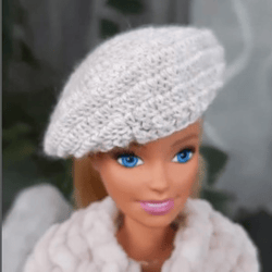 Doll beret: Cream beret for doll, Miniature beret hat for doll 11.5-12 inch, Spring dolls hat, Doll outfit 1/6 scale