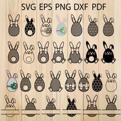 Easter Eggs With Bunny Ears SVG, PNG, EPS, DXF, Easters Monograms Frames Svg, Easter Egg Svg, Easter SVG Cut Files