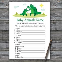 Alligator Baby animals name game card,Alligator Baby shower game printable,Fun Baby Shower Activity,Instant Download-345