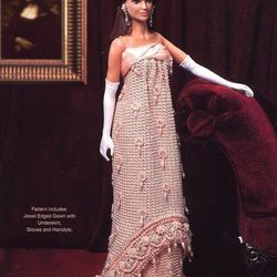crochet pattern PDF-Fashion doll Barbie- Vintage Jeweled Barbie Gown Crochet Pattern -vintage pattern-Doll dress pattern