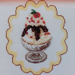Cross Stitch Kit beginner embroiderers with beads and a cross with a counting mini-pattern for embroidery "Ice cream"