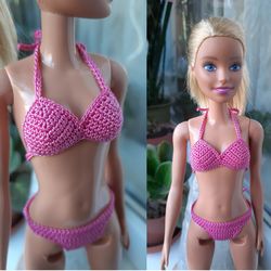 doll swim suit, pink bikini for doll 11.5 inch, fashion doll swimwear, bathing suit for dolls, doll clothes 1/6 scale