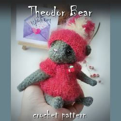 Crochet bear pattern, amigurumi bear, teddy bear, crochet toy, amigurumi toy, toy for doll, animal doll pattern, DIY