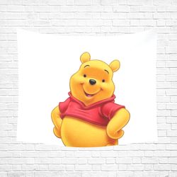 Winnie Pooh Wall Tapestry, Cotton Linen Wall Hanging
