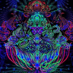 indian tapestry "sarasvati" goddess of music blacklight decor psychedelic art backdrop wall poster uv active trippy art