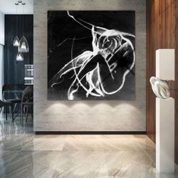 Black White "Feelings" Original abstract Art 1000*1000cm."Feelings" Modern Wall Art Acrylic painting on canvas